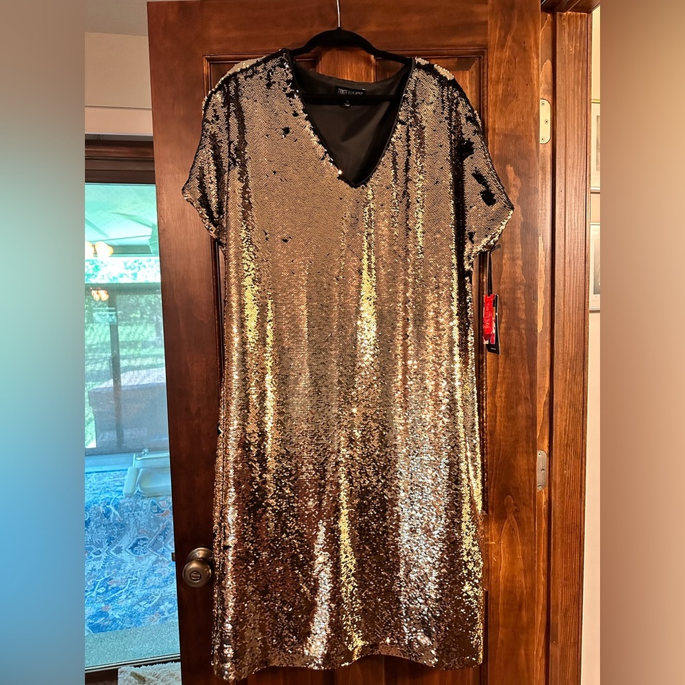 Fun and flashy reverse sequin dress.
